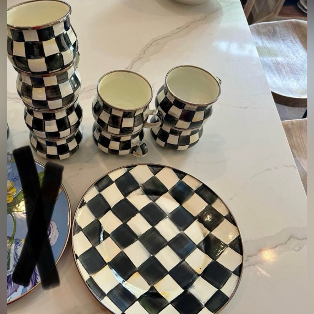 Mackenzie Childs (8) mugs (1) plate
